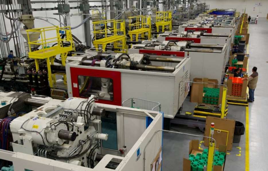 picture showing the process of injection molding on MSI manufacturing floor