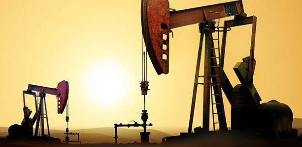 oil wells at sundown