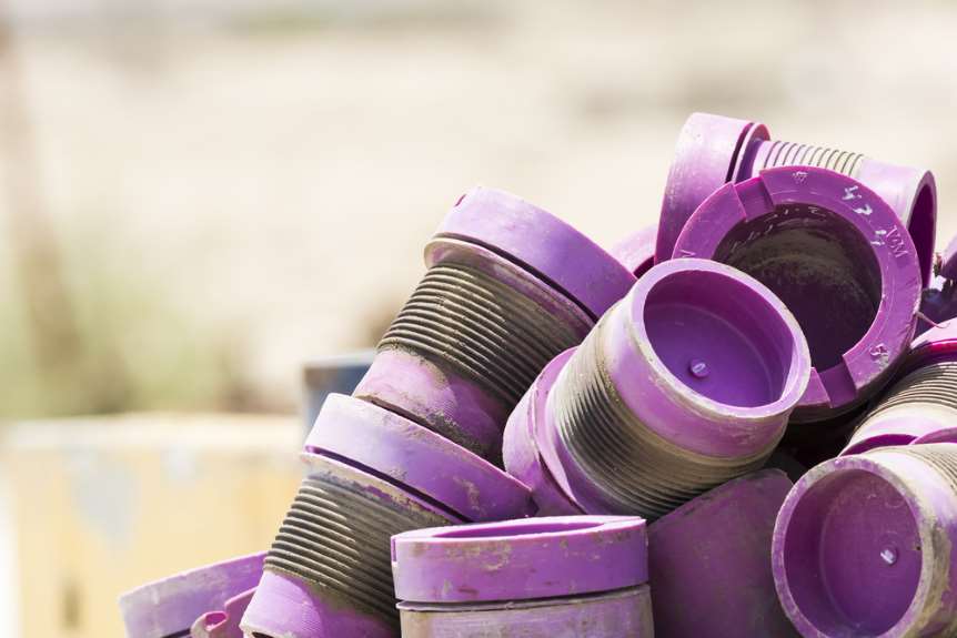 Used Pipe Thread Protectors in an Oilfield